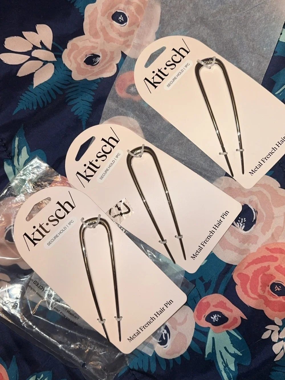 Kitsch Silver Metal French Hair Pins - Trio